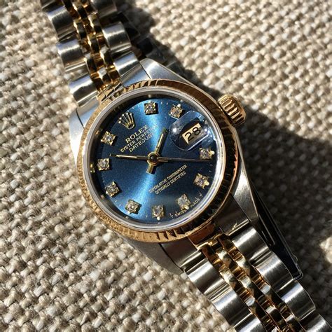 women's blue rolex watch|Rolex watch with blue face.